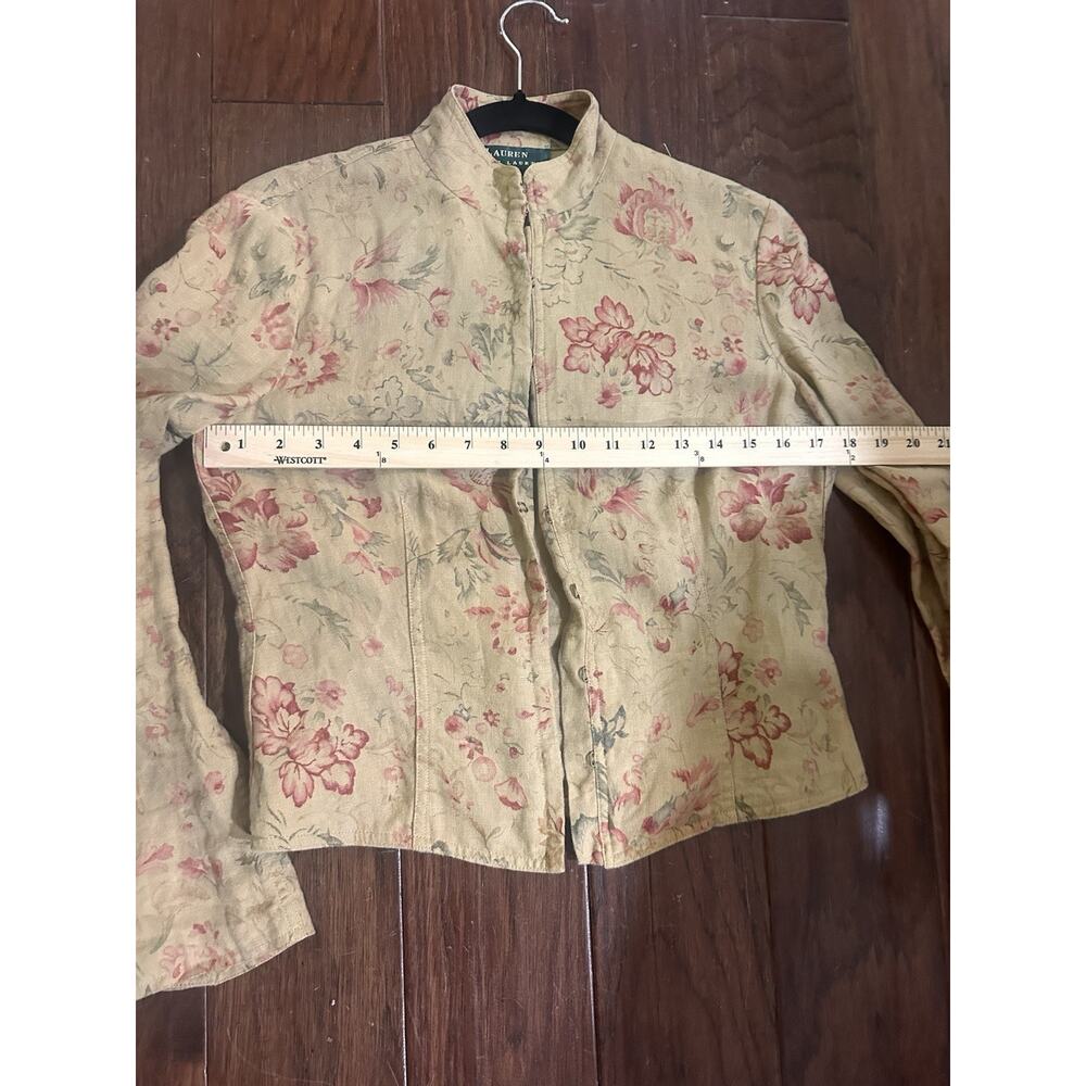 Ralph Lauren Chinese Rose Linen Jacket Vintage Med Green Label - Picture 7 of 10